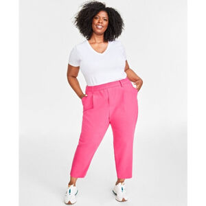 On 34th Women's Plus Size 1X Hot Pink Solid Double Weave Ankle Dress Pants NWT